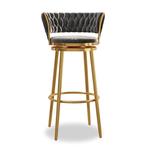 NMVAWIPT Modernes Barhocker-Set Mit Samtpolsterung, 4er-Set Mit Gewebter Rückenlehne Und Drehfunktion for Küche, Hausbar, Esszimmer, Grau(Gray -1pcs,75cm) von NMVAWIPT