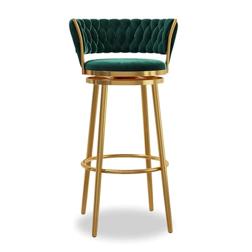 NMVAWIPT Modernes Barhocker-Set Mit Samtpolsterung, 4er-Set Mit Gewebter Rückenlehne Und Drehfunktion for Küche, Hausbar, Esszimmer, Grau(Green-1pcs,75cm) von NMVAWIPT