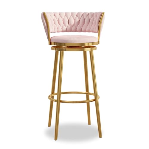 NMVAWIPT Modernes Barhocker-Set Mit Samtpolsterung, 4er-Set Mit Gewebter Rückenlehne Und Drehfunktion for Küche, Hausbar, Esszimmer, Grau(Pink -1pcs,65cm) von NMVAWIPT