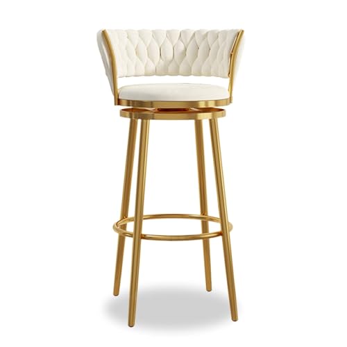 NMVAWIPT Modernes Barhocker-Set Mit Samtpolsterung, 4er-Set Mit Gewebter Rückenlehne Und Drehfunktion for Küche, Hausbar, Esszimmer, Grau(White -1pcs,65cm) von NMVAWIPT