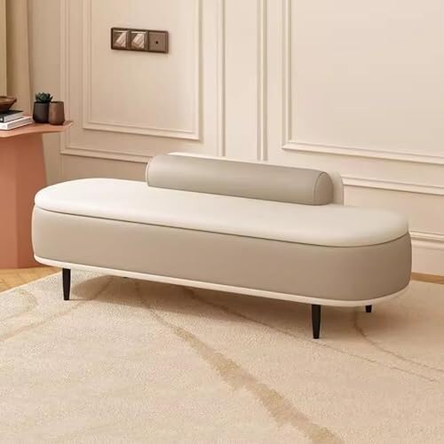 NMVAWIPT Ottoman-Bank Mit Stauraum Und Lendenkissen, Fußstützenhocker Aus Kunstleder for Wohnzimmer, Schlafzimmer Oder Eingangsbereich(#19,100cm) von NMVAWIPT