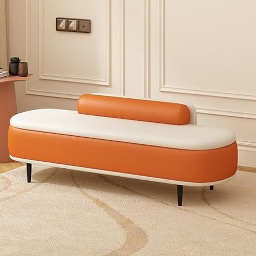 NMVAWIPT Ottoman-Bank Mit Stauraum Und Lendenkissen, Fußstützenhocker Aus Kunstleder for Wohnzimmer, Schlafzimmer Oder Eingangsbereich(#2,80cm) von NMVAWIPT