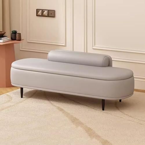 NMVAWIPT Ottoman-Bank Mit Stauraum Und Lendenkissen, Fußstützenhocker Aus Kunstleder for Wohnzimmer, Schlafzimmer Oder Eingangsbereich(A16,80cm) von NMVAWIPT