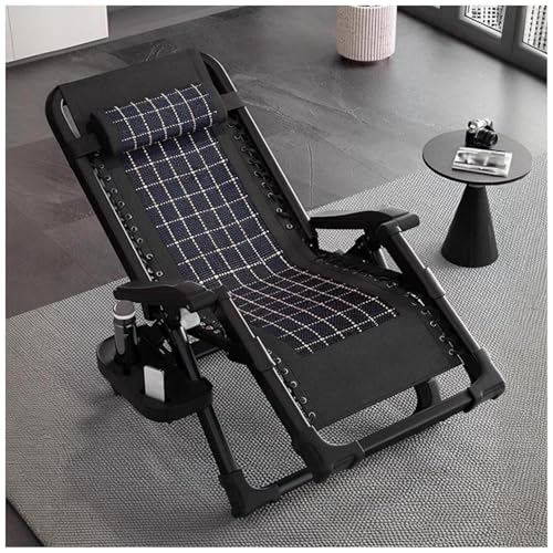 NMVAWIPT Outdoor-Loungesessel Mit Kopfstütze Und Seitenablage – Verstellbarer Klappsessel for Terrasse, Pool, Strandgarten von NMVAWIPT