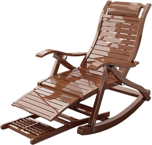 NMVAWIPT Patio Garden Leisure Holzsessel, Klappbarer Schaukelstuhl Mit Kissen, Gartenschaukelstuhl, Klappbarer Liegestuhl(Brown) von NMVAWIPT