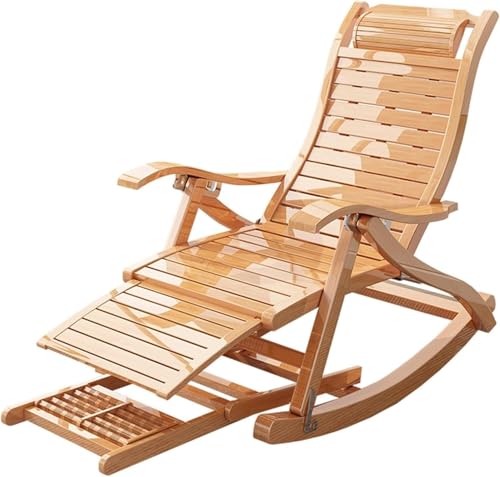 NMVAWIPT Patio Garden Leisure Holzsessel, Klappbarer Schaukelstuhl Mit Kissen, Gartenschaukelstuhl, Klappbarer Liegestuhl(E) von NMVAWIPT