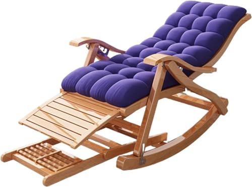 NMVAWIPT Patio Garden Leisure Holzsessel, Klappbarer Schaukelstuhl Mit Kissen, Gartenschaukelstuhl, Klappbarer Liegestuhl(Purple Short) von NMVAWIPT