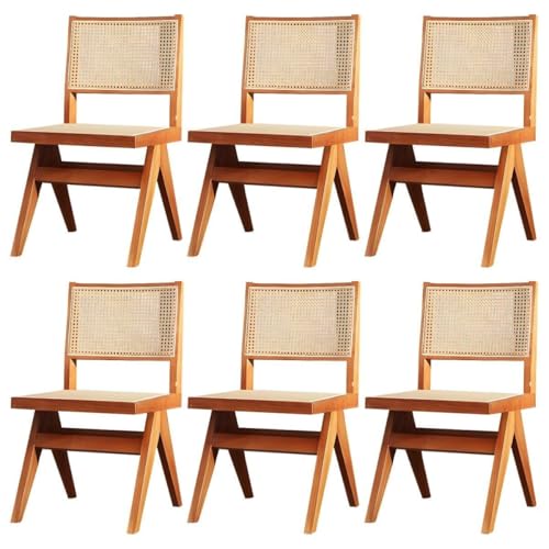 NMVAWIPT Rattan-Esszimmerstühle Mit Beinen Aus Massivholz for Das Esszimmer In Der Küche(Cherry,Set of 6) von NMVAWIPT