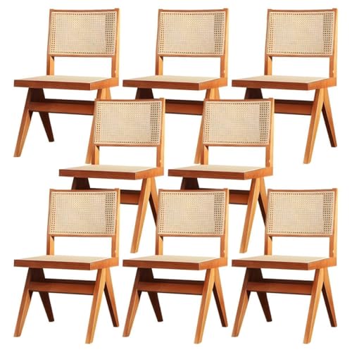 NMVAWIPT Rattan-Esszimmerstühle Mit Beinen Aus Massivholz for Das Esszimmer In Der Küche(Cherry,Set of 8) von NMVAWIPT