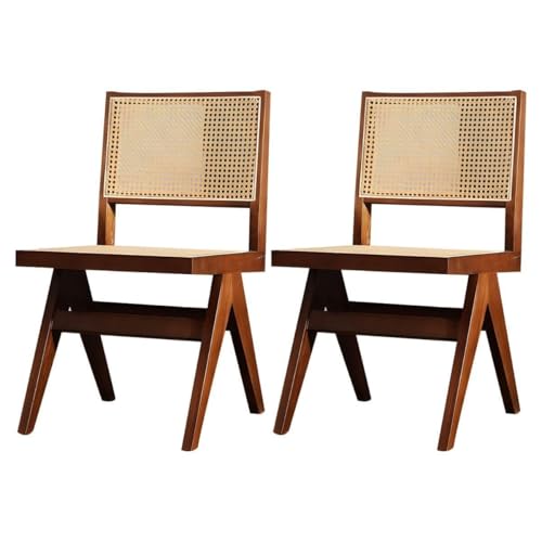 NMVAWIPT Rattan-Esszimmerstühle Mit Beinen Aus Massivholz for Das Esszimmer In Der Küche(Nut-Brown,Set of 2) von NMVAWIPT