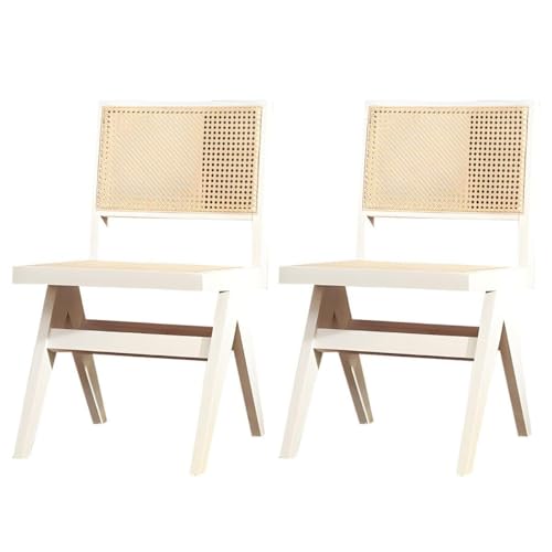 NMVAWIPT Rattan-Esszimmerstühle Mit Beinen Aus Massivholz for Das Esszimmer In Der Küche(White,Set of 2) von NMVAWIPT