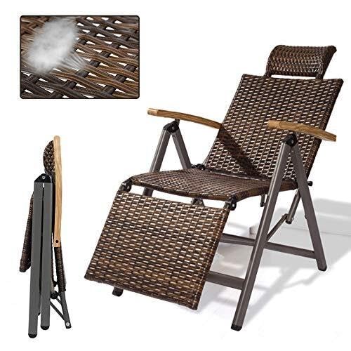 NMVAWIPT Rattan-Loungesessel Fürs Büro, Nickerchen, Verstellbarer Zero-Gravity-Klappsessel for Garten, Terrasse, Strand, Veranda, Swimmingpool(Style4) von NMVAWIPT