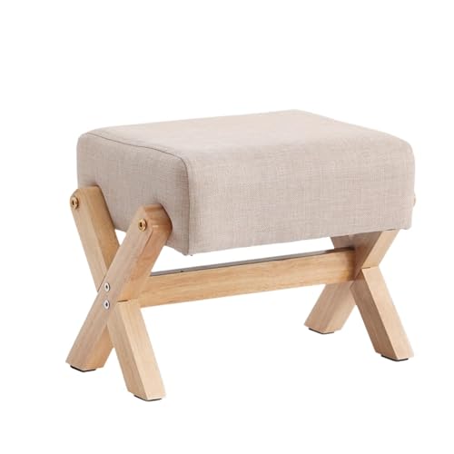 NMVAWIPT Rechteckiger Fußhocker Mit X-Beinen – 27 cm Hoher Gepolsterter Ottoman Holzbeinen, Stoff Gepolsterte Schuhbank(Color 19) von NMVAWIPT