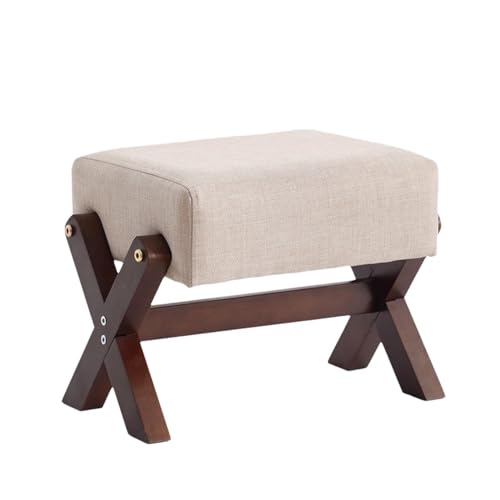NMVAWIPT Rechteckiger Fußhocker Mit X-Beinen – 27 cm Hoher Gepolsterter Ottoman Holzbeinen, Stoff Gepolsterte Schuhbank(Color 3) von NMVAWIPT