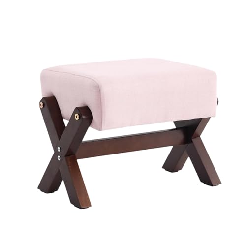 NMVAWIPT Rechteckiger Fußhocker Mit X-Beinen – 27 cm Hoher Gepolsterter Ottoman Holzbeinen, Stoff Gepolsterte Schuhbank(Color 4) von NMVAWIPT