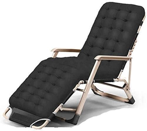 NMVAWIPT Robuste Sonnenliege for Die Terrasse Im Freien – Extra Breiter Klappstuhl Mit Kissen, Bequemer Liegestuhl for Das Nickerchen Im Büro Im Freien(Black) von NMVAWIPT