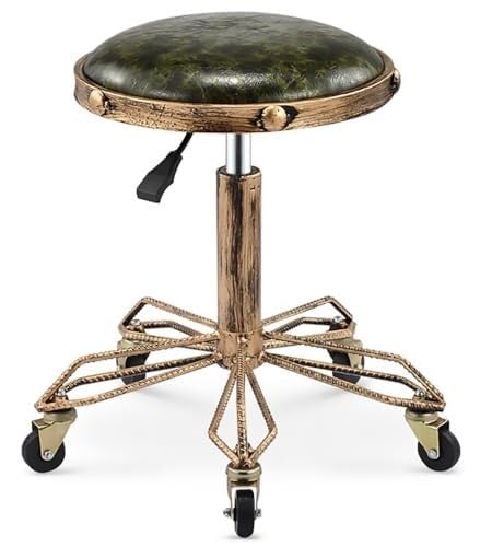 NMVAWIPT Rollhocker Stuhl for Schönheitssalon Küche Büro Massage Barber Shop Bars, Retro Heavy Duty Einstellbare Hebe Swivel(Color 2,Color 2) von NMVAWIPT