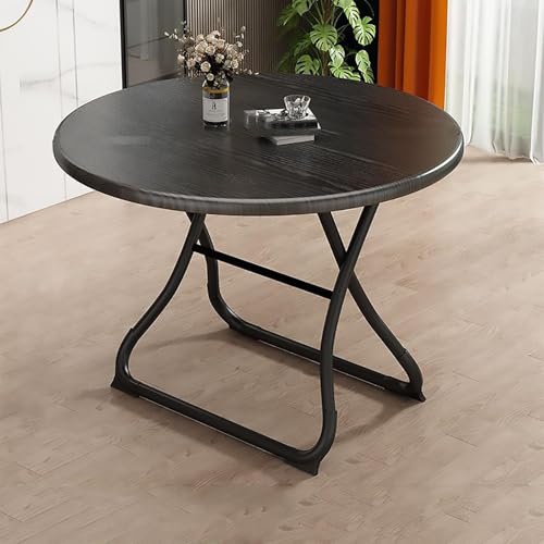 NMVAWIPT Rundes Klappbares Esstisch-Set, Tragbarer Tisch Mit Stahlrahmen, Klappbarer for Drinnen Und Draußen Esszimmer Veranstaltungen(Black,23.6 * 23.6 * 21.6inch) von NMVAWIPT