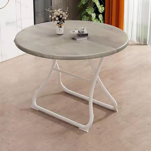 NMVAWIPT Rundes Klappbares Esstisch-Set, Tragbarer Tisch Mit Stahlrahmen, Klappbarer for Drinnen Und Draußen Esszimmer Veranstaltungen(Elm a,23.6 * 23.6 * 21.6inch) von NMVAWIPT