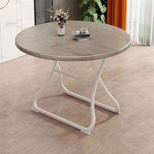 NMVAWIPT Rundes Klappbares Esstisch-Set, Tragbarer Tisch Mit Stahlrahmen, Klappbarer for Drinnen Und Draußen Esszimmer Veranstaltungen(Oak a,23.6 * 23.6 * 21.6inch) von NMVAWIPT