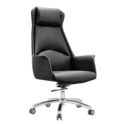 NMVAWIPT S-förmiger Ergonomischer Bürostuhl Mit Hochdichtem Schwamm, Verstellbarer Drehschreibtisch(Style2,Cowhide) von NMVAWIPT