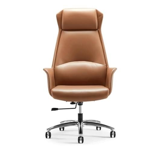 NMVAWIPT S-förmiger Ergonomischer Bürostuhl Mit Hochdichtem Schwamm, Verstellbarer Drehschreibtisch(Style3,Cowhide) von NMVAWIPT