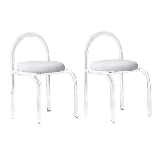 NMVAWIPT Schminkstuhl Aus Acryl Mit Samtkissen, Transparenter Akzenthocker for Schlafzimmer, Frisiertisch, Büro Und Esszimmer(Gray,Set of 2) von NMVAWIPT
