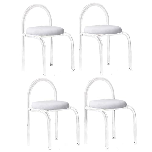 NMVAWIPT Schminkstuhl Aus Acryl Mit Samtkissen, Transparenter Akzenthocker for Schlafzimmer, Frisiertisch, Büro Und Esszimmer(Gray,Set of 4) von NMVAWIPT