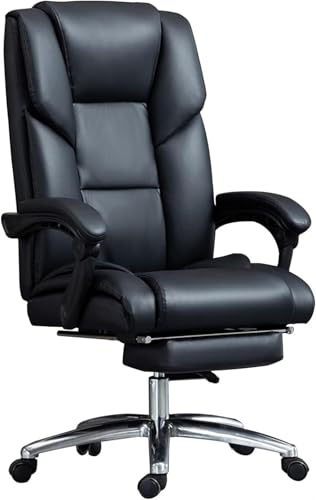 NMVAWIPT Schreibtischstuhl for Das Homeoffice, Ergonomischer Drehstuhl Mit Verstellbarer Rückenlehne, Einziehbarer Fußstütze Und 360°-Drehung(Black) von NMVAWIPT