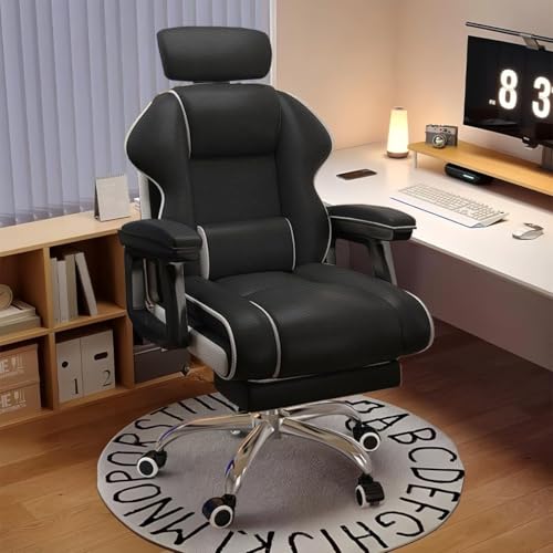 NMVAWIPT Schreibtischstuhl for Führungskräfte Mit Fußstütze, Große Und Hohe Computerstühle Mit Hoher Rückenlehne, Lendenwirbelstütze Und Einer Tragkraft Von 167 Kg(Black) von NMVAWIPT