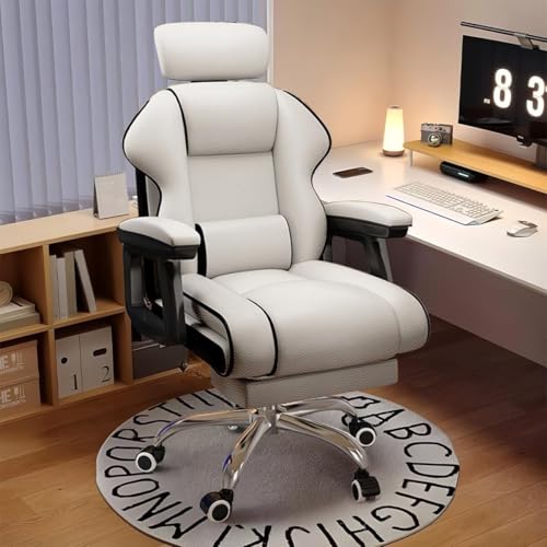 NMVAWIPT Schreibtischstuhl for Führungskräfte Mit Fußstütze, Große Und Hohe Computerstühle Mit Hoher Rückenlehne, Lendenwirbelstütze Und Einer Tragkraft Von 167 Kg(White and Black) von NMVAWIPT
