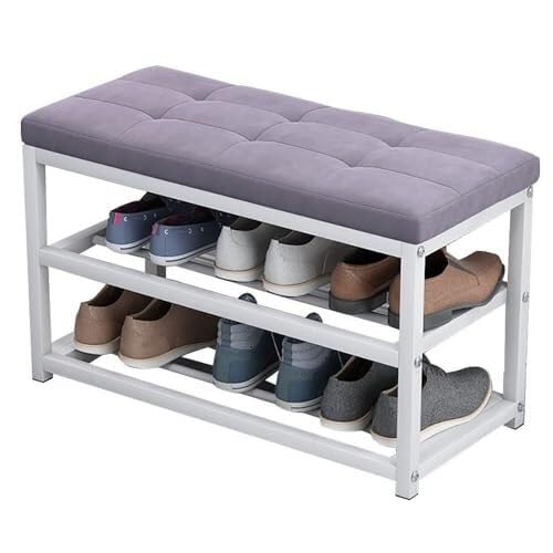 NMVAWIPT Schuhbank Mit Ablagefach, Gepolsterter Sitz Im Eingangsbereich Stahlrahmen – Organizer Doppelfunktion for Flur, Schlafzimmer, Wohnzimmer(Color 1,70CM) von NMVAWIPT