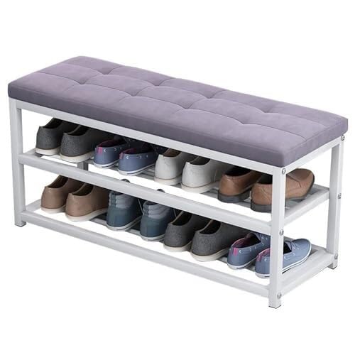 NMVAWIPT Schuhbank Mit Ablagefach, Gepolsterter Sitz Im Eingangsbereich Stahlrahmen – Organizer Doppelfunktion for Flur, Schlafzimmer, Wohnzimmer(Color 1,90CM) von NMVAWIPT