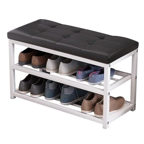 NMVAWIPT Schuhbank Mit Ablagefach, Gepolsterter Sitz Im Eingangsbereich Stahlrahmen – Organizer Doppelfunktion for Flur, Schlafzimmer, Wohnzimmer(Color 2,70CM) von NMVAWIPT