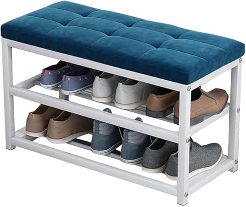 NMVAWIPT Schuhbank Mit Ablagefach, Gepolsterter Sitz Im Eingangsbereich Stahlrahmen – Organizer Doppelfunktion for Flur, Schlafzimmer, Wohnzimmer(Color 3,70CM) von NMVAWIPT