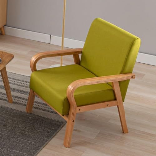NMVAWIPT Sessel Aus Leinenstoff, Moderner Akzentstuhl for Das Wohnzimmer, Mit Holzbeinen, Balkon-Relaxsessel for Erwachsene, Chaiselongue for Den Innenbereich(Grass Green) von NMVAWIPT