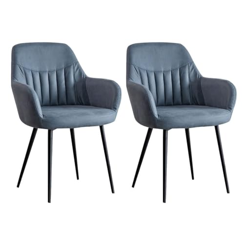 NMVAWIPT Set Mit 2 Modernen Esszimmerstühlen Wasserdichtem Technischem Stoff Und Stahlrahmen for Das Wohnzimmer In Der Küche(Dark Blue) von NMVAWIPT
