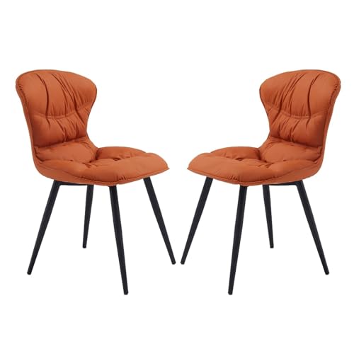 NMVAWIPT Set Mit 2 Nordischen Gepolsterten Esszimmerstühlen for Schlafzimmer Und Lounge, Premium-Lederkissen, Metallbeine, 113 Kg Tragkraft(Color 1) von NMVAWIPT