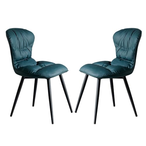 NMVAWIPT Set Mit 2 Nordischen Gepolsterten Esszimmerstühlen for Schlafzimmer Und Lounge, Premium-Lederkissen, Metallbeine, 113 Kg Tragkraft(Color 16) von NMVAWIPT
