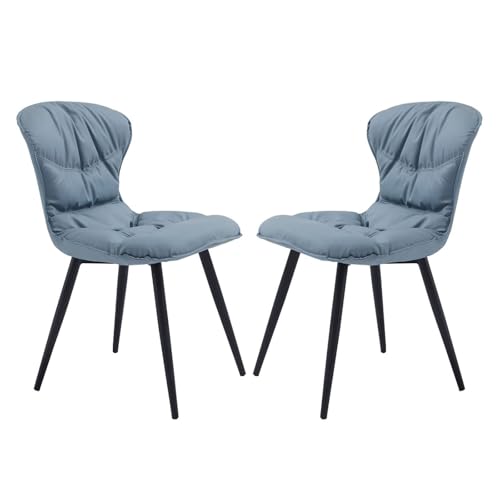NMVAWIPT Set Mit 2 Nordischen Gepolsterten Esszimmerstühlen for Schlafzimmer Und Lounge, Premium-Lederkissen, Metallbeine, 113 Kg Tragkraft(Color 2) von NMVAWIPT