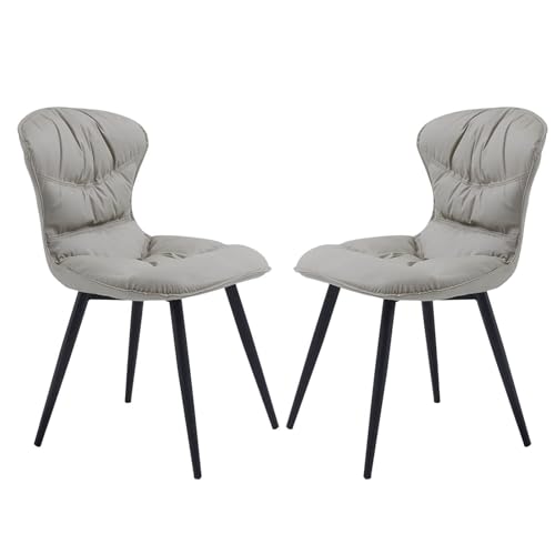 NMVAWIPT Set Mit 2 Nordischen Gepolsterten Esszimmerstühlen for Schlafzimmer Und Lounge, Premium-Lederkissen, Metallbeine, 113 Kg Tragkraft(Color 3) von NMVAWIPT