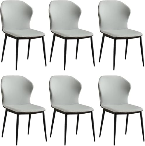 NMVAWIPT Set Mit 6 Modernen Esszimmerstühlen Aus PU-Leder, Gepolsterter Sitz Hoher Rückenlehne Und Metallbeinen for Das Wohnzimmer(Gray) von NMVAWIPT
