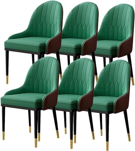 NMVAWIPT Set Mit 6 Modernen Gepolsterten Esszimmerstühlen, Wohnzimmerküche Weichem Sitzkissen Aus PU-Leder Und Metallbeinen(#4) von NMVAWIPT