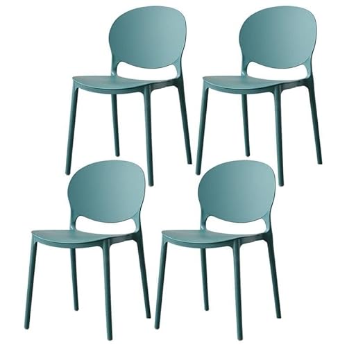 NMVAWIPT Stapelbare Esszimmerstühle, 47 cm Sitzhöhe, Geformter Kunststoff, Mid-Century Modern-Stil, for Küche, Esszimmer, Wohnzimmer(Blackish Green,Set of 4) von NMVAWIPT