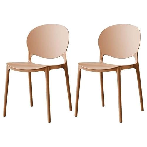 NMVAWIPT Stapelbare Esszimmerstühle, 47 cm Sitzhöhe, Geformter Kunststoff, Mid-Century Modern-Stil, for Küche, Esszimmer, Wohnzimmer(Brown,Set of 2) von NMVAWIPT
