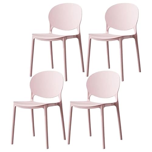 NMVAWIPT Stapelbare Esszimmerstühle, 47 cm Sitzhöhe, Geformter Kunststoff, Mid-Century Modern-Stil, for Küche, Esszimmer, Wohnzimmer(Pearl Pink,Set of 4) von NMVAWIPT