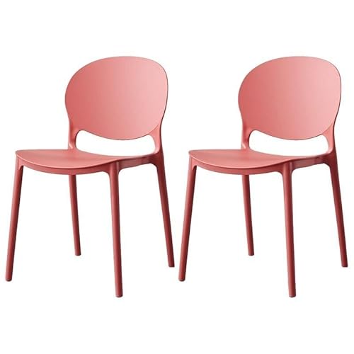 NMVAWIPT Stapelbare Esszimmerstühle, 47 cm Sitzhöhe, Geformter Kunststoff, Mid-Century Modern-Stil, for Küche, Esszimmer, Wohnzimmer(Watermelon Red,Set of 2) von NMVAWIPT