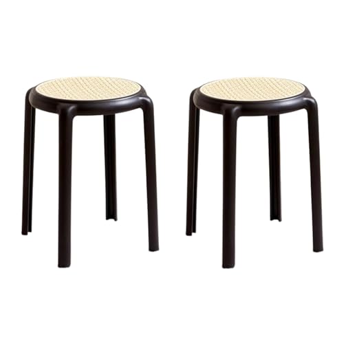 NMVAWIPT Stapelbare Kunststoffhocker – Leichte, Rückenfreie Stapelhocker for Klassenzimmer, Küche, Veranstaltungen(Black,2pcs) von NMVAWIPT