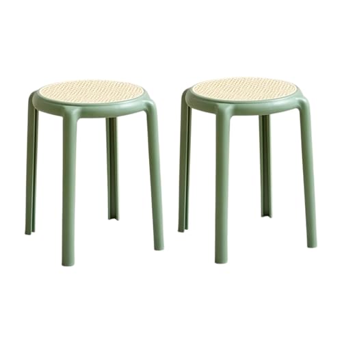 NMVAWIPT Stapelbare Kunststoffhocker – Leichte, Rückenfreie Stapelhocker for Klassenzimmer, Küche, Veranstaltungen(Green,2pcs) von NMVAWIPT