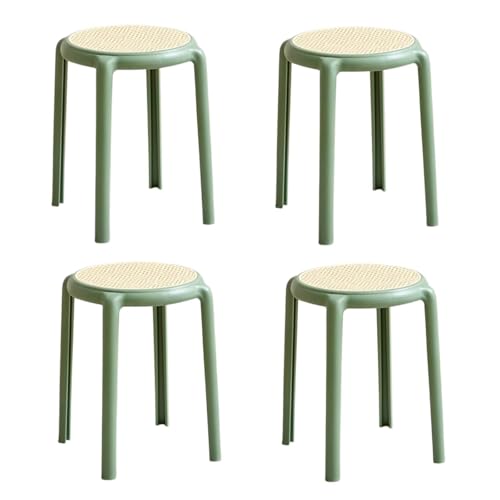 NMVAWIPT Stapelbare Kunststoffhocker – Leichte, Rückenfreie Stapelhocker for Klassenzimmer, Küche, Veranstaltungen(Green,4pcs) von NMVAWIPT